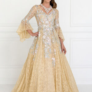 Lace V-Neck A-Line Long Dress GL1592